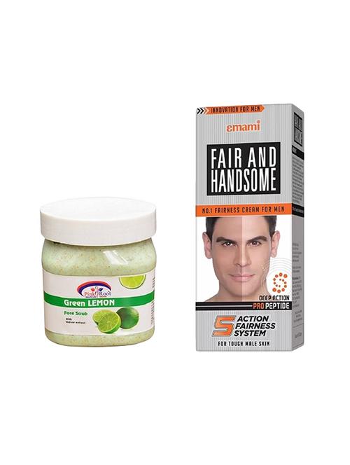 pink root green lemon scrub 500ml with emami fair & handsome 30g - 17386921 - Very Small Image - 1