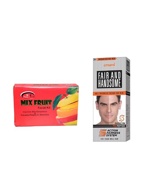 pink root mix fruit facial kit 83gm with emami fair & handsome 30g - 17386925 - Very Small Image - 1