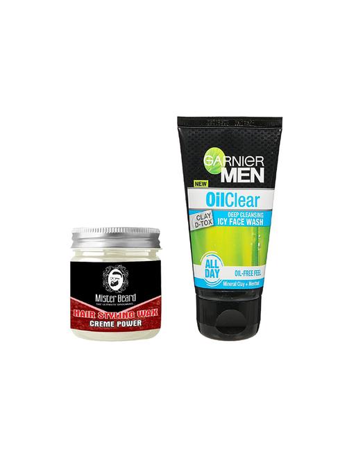 mister beard hair styling wax creme power 100gm with garnier oil clear deep cleansing face wash - 17386987 - Very Small Image - 1