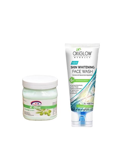 pink root d'olive massage cream 500ml with oxyglow skin whitening face wash - 17386988 - Very Small Image - 1