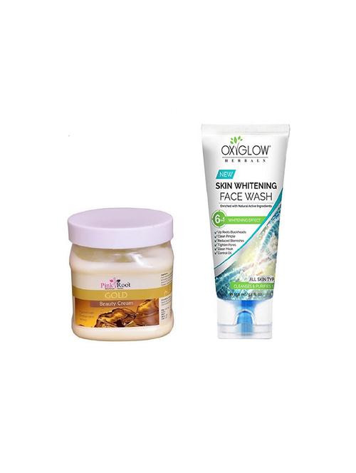 pink root gold beauty cream 500ml with oxyglow skin whitening face wash - 17386997 - Very Small Image - 1
