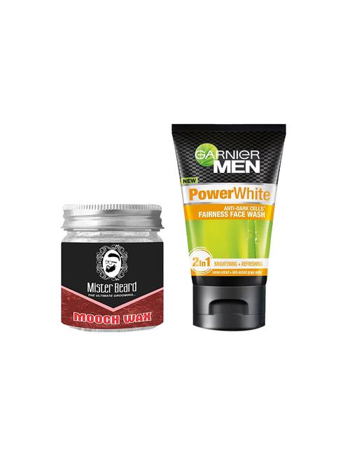 mister beard mooch wax 100gm with garnier power white anti-dark cells face wash - 17387002 - Very Small Image - 1