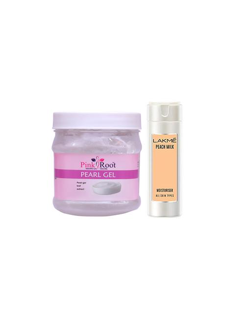 pink root pearl gel with lakme peach milk moisturiser lotion - 17387036 - Very Small Image - 1