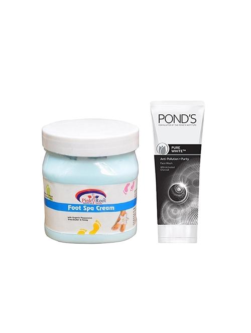 pink root foot spa cream 500g with pond's pure white anti pollution face wash 50g - 17387074 - Very Small Image - 1