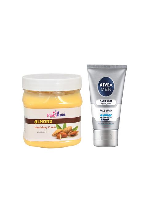 pink root almond cream 500ml with nivea men dark spot reduction face wash - 17387101 - Very Small Image - 1