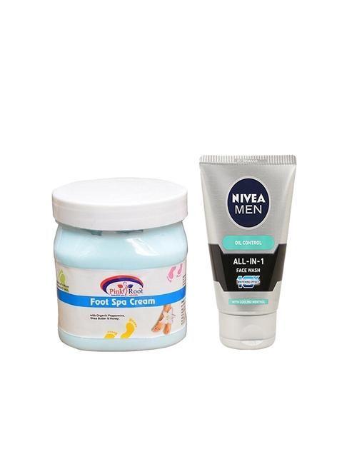 pink root foot spa cream 500ml with nivea oil control face wash - 17387159 - Very Small Image - 1