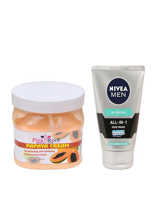pink root papaya cream 500ml with nivea oil control face wash - 17387171 - Very Small Image - 1