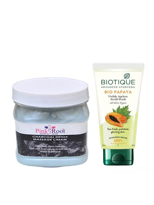 pink root charcoal cream 500g with biotique papaya facewash - 17387229 - Very Small Image - 1