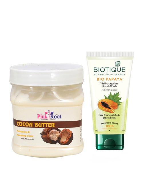 pink root cocoa butter cream 500g with biotique papaya facewash - 17387231 - Very Small Image - 1