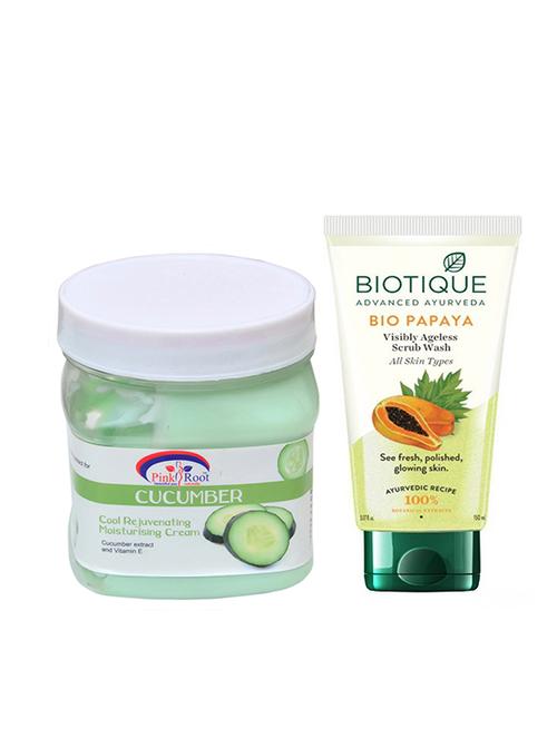 pink root cucumber cream 500g with biotique papaya facewash - 17387233 - Very Small Image - 1