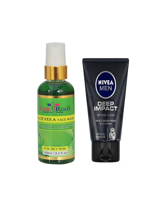 pink root aloevera face wash with nivea deep impact face and beard wash - 17387242 - Very Small Image - 1