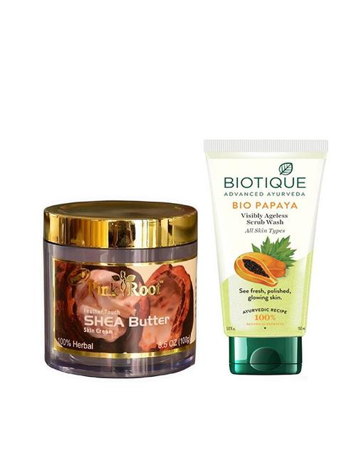 pink root shea butter cream 100g with biotique papaya facewash - 17387261 - Very Small Image - 1