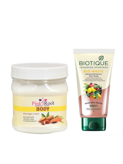 pink root body massage cream 500g with biotique white fairness facewash - 17387271 - Very Small Image - 1