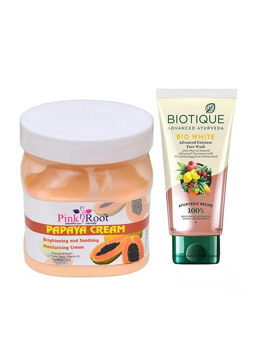 pink root papaya cream 500g with biotique white fairness facewash - 17387296 - Very Small Image - 1