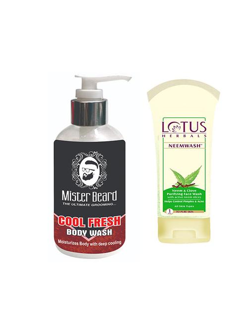 mister beard cool fresh body wash with lotus neem & clove purifying face wash - 17387330 - Very Small Image - 1