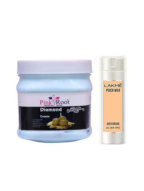 pink root diamond cream with lakme peach milk moisturiser lotion - 17387333 - Very Small Image - 1