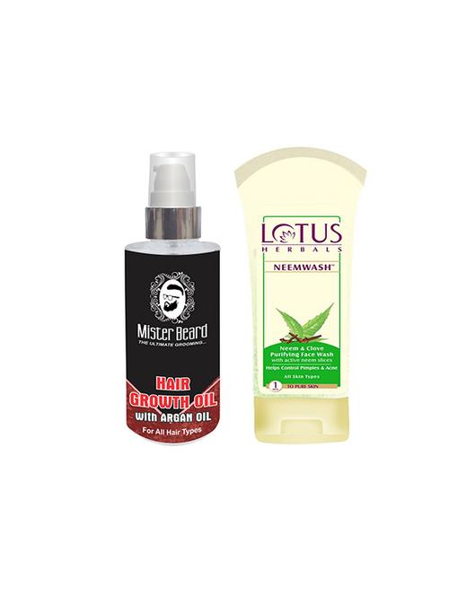 mister beard hair growth oil with argan oil with lotus neem & clove purifying face wash - 17387337 - Very Small Image - 1