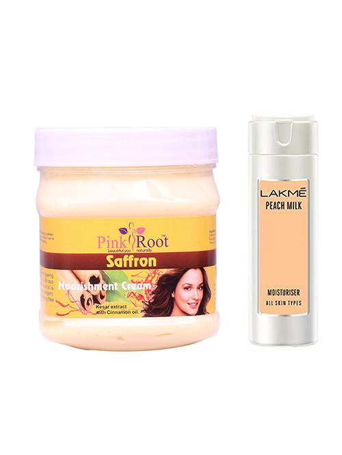 pink root saffron cream with lakme peach milk moisturiser lotion - 17387350 - Very Small Image - 1