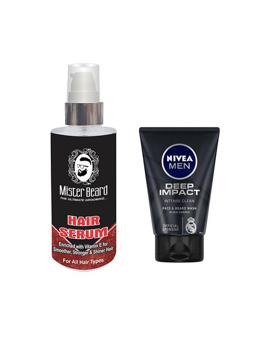 mister beard hair serum with nivea deep impact intense clean face & beard wash - 17387369 - Very Small Image - 1