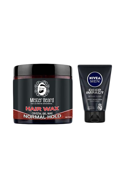 mister beard hair wax normal hold with nivea deep impact intense clean face & beard wash - 17387377 - Very Small Image - 1