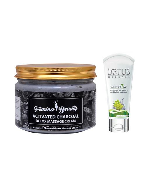 femina beauty charcoal cream with lotus oil control face wash - 17387454 - Very Small Image - 1