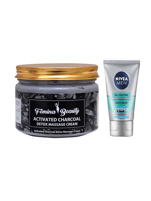femina beauty charcoal cream with nivea oil control face wash - 17387460 - Very Small Image - 1