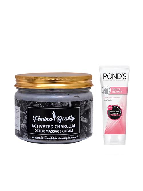 femina beauty charcoal cream with ponds white beauty spot-less fairness face wash - 17387464 - Very Small Image - 1