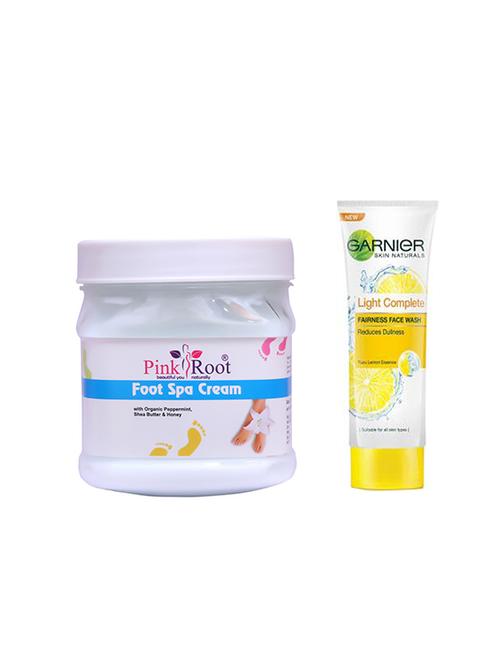 pink root foot spa cream with garnier light complete fairness face wash - 17387519 - Very Small Image - 1
