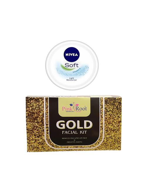 pink root gold facial kit with nivea soft vitamin e cream 100ml - 17387614 - Very Small Image - 1