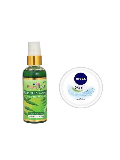 pink root neem tulsi face wash with nivea soft vitamin e cream 100ml - 17387622 - Very Small Image - 1