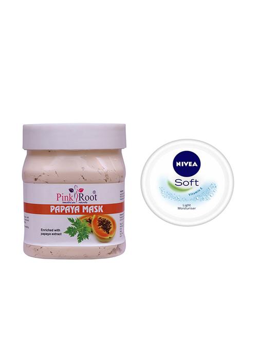 pink root papaya mask with nivea soft vitamin e cream 100ml - 17387628 - Very Small Image - 1