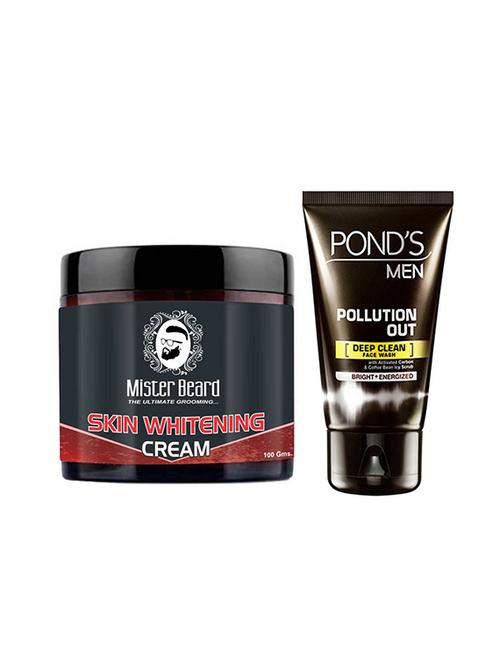 mister beard skin whitening cream 100gm with pond's men pollution out facewash 100ml - 17387647 - Very Small Image - 1