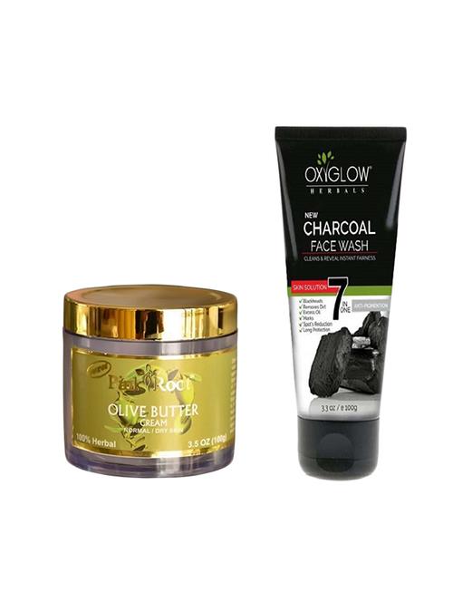 pink root olive butter cream 100gm with oxyglow charcoal face wash - 17387670 - Very Small Image - 1