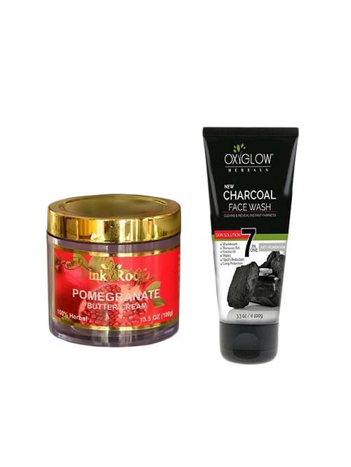 pink root pomegranate butter cream 100gm with oxyglow charcoal face wash - 17387671 - Very Small Image - 1