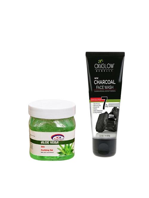 pink root aloe vera gel 500ml with oxyglow charcoal face wash - 17387679 - Very Small Image - 1