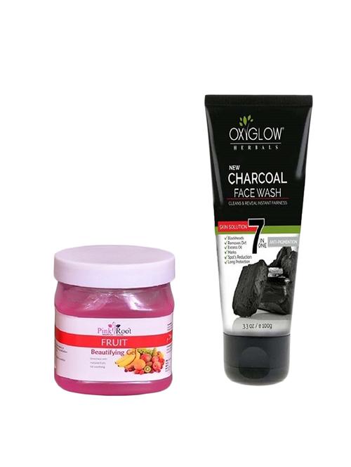 pink root fruit gel 500ml with oxyglow charcoal face wash - 17387682 - Very Small Image - 1