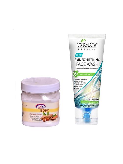 pink root body massage cream 500ml with oxyglow skin whitening face wash - 17387692 - Very Small Image - 1