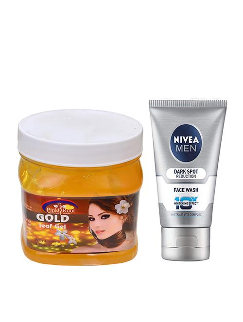 pink root gold gel 500ml with nivea men dark spot reduction face wash - 17387724 - Very Small Image - 1