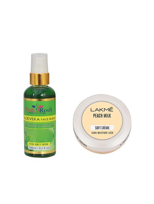 pink root aloevera face wash with lakme peach milk soft creme - 17387815 - Very Small Image - 1