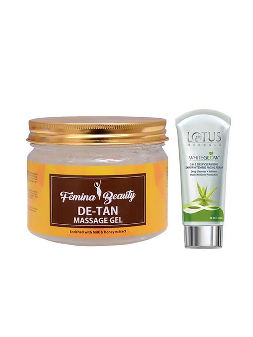 femina beauty de-tan gel with lotus skin whitening face wash - 17387844 - Very Small Image - 1