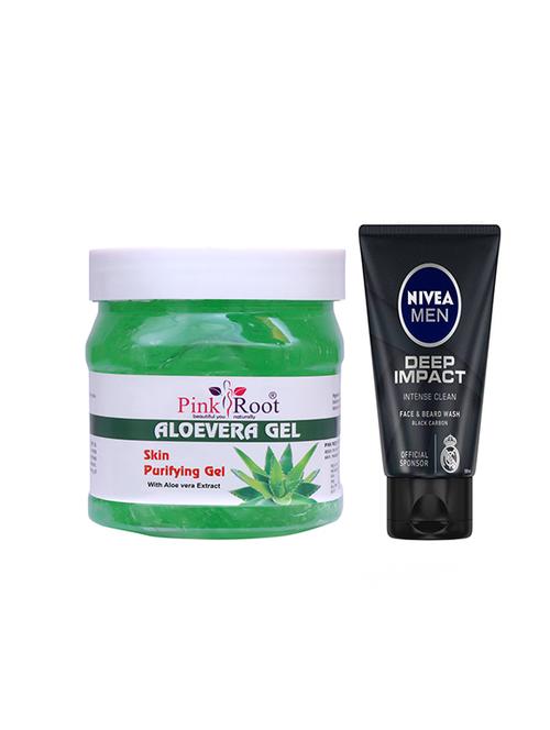 pink root aloevera gel with nivea deep impact face and beard wash - 17387887 - Very Small Image - 1