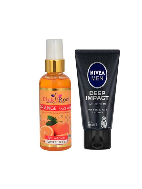pink root orange face wash with nivea deep impact face and beard wash - 17387902 - Very Small Image - 1