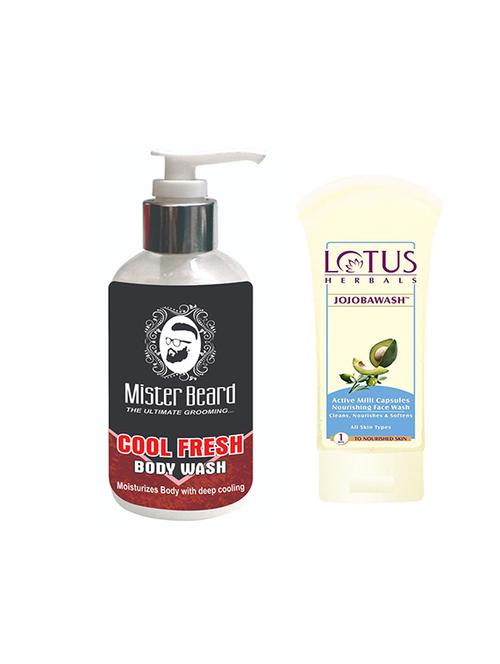 mister beard cool fresh body wash with lotus jojoba active milli capsules nourishing face wash - 17387924 - Very Small Image - 1