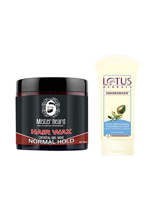 mister beard hair wax normal hold with lotus jojoba active milli capsules nourishing face wash - 17387932 - Very Small Image - 1