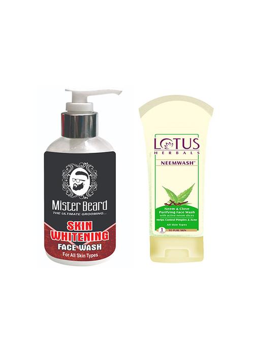 mister beard skin whitening face wash with lotus neem & clove purifying face wash - 17387949 - Very Small Image - 1