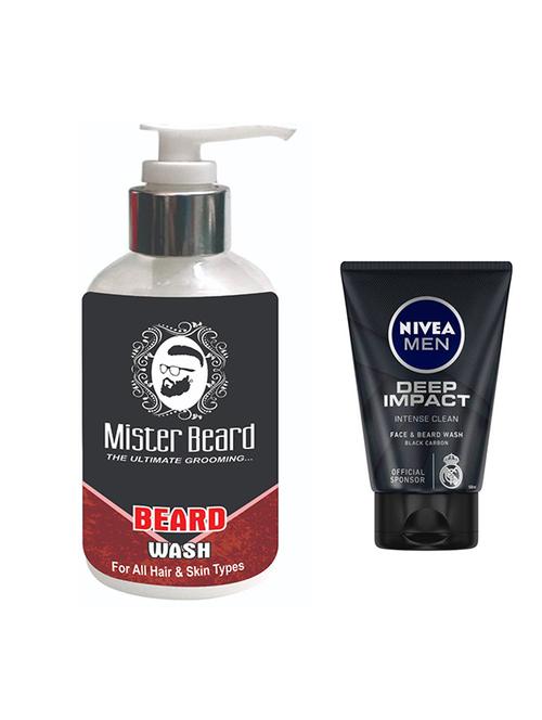 mister beard beard wash with nivea deep impact intense clean face & beard wash - 17387951 - Very Small Image - 1