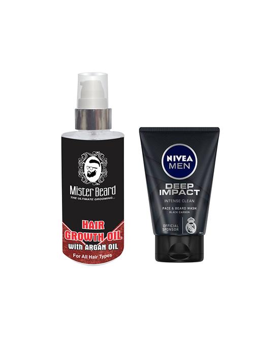mister beard hair growth oil with argan oil with nivea deep impact intense clean face & beard wash - 17387957 - Very Small Image - 1