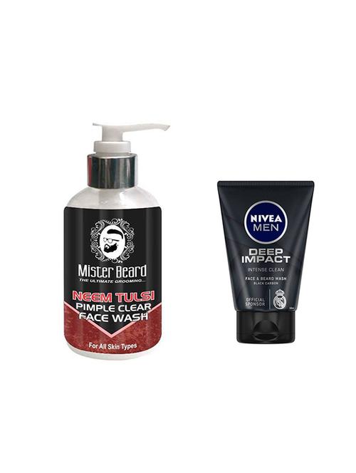 mister beard neem tulsi pimple clear face wash with nivea deep impact intense clean face & beard wash - 17387961 - Very Small Image - 1