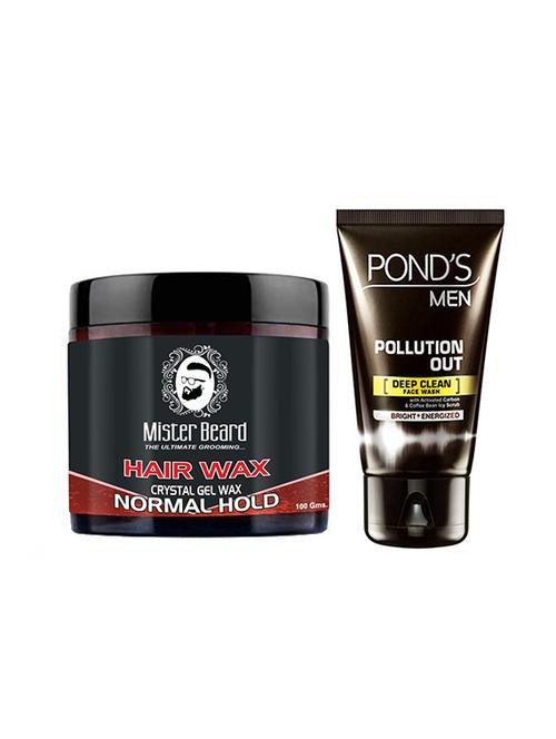 mister beard hair styling wax normal hold 100gm with pond's men pollution out facewash 100ml - 17387969 - Very Small Image - 1