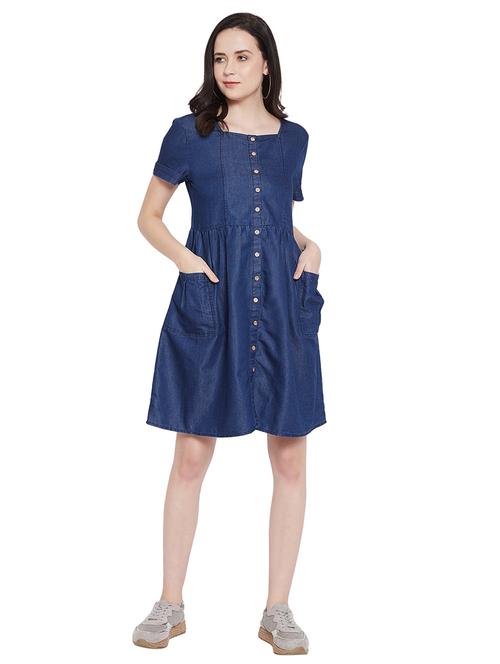 button up denim a-line dress - 17388863 - Very Small Image - 1